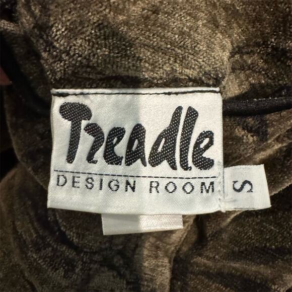 VTG Tzeadle Art to Wear Reversible Brocade Jacket Palm Fronds Pocket Polka Dot - Picture 6 of 9